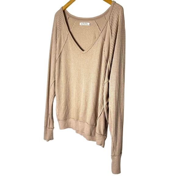 Free People We The Free Coraline Thermal Oversized Top Winter Bloom Blush Medium - Picture 3 of 13